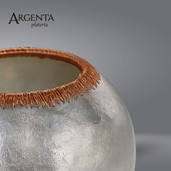 Vase with Copper Rim and Brushed 999 Fine Silver Finish.