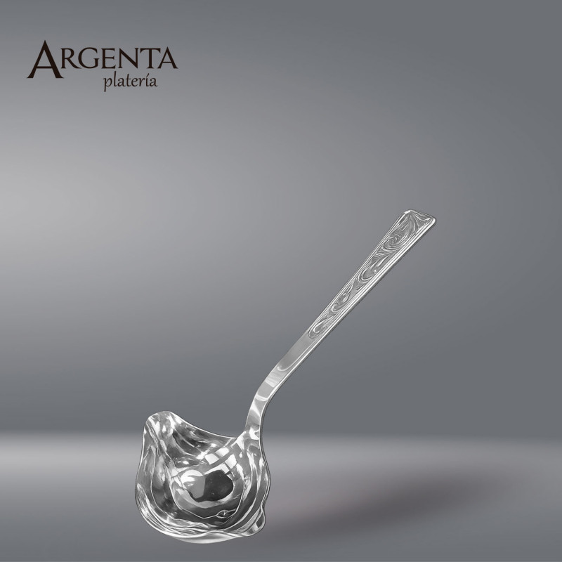 Plain and Engraved 925 Sterling Silver Sauce Ladle.