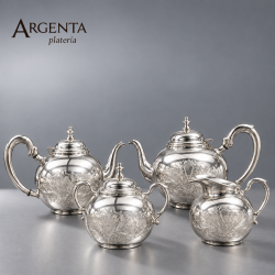 925 Sterling Silver Chased Tea Set