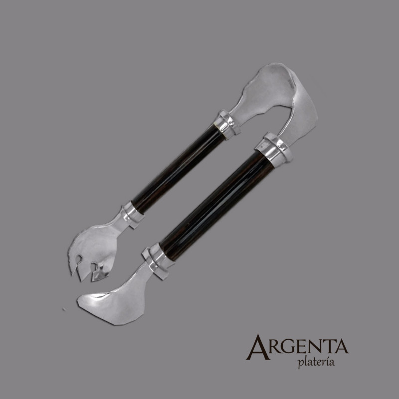 925 Sterling Silver and Macana Wood Ice Tongs