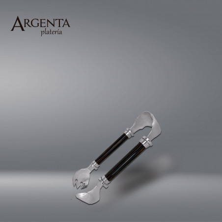 925 Sterling Silver and Macana Wood Ice Tongs