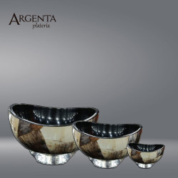 Horn Inlay Salad bowl with 925 sterling silver base