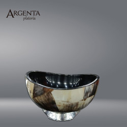 Horn Inlay Salad bowl with 925 sterling silver base