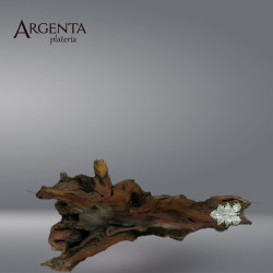 Wooden Center Piece with  .999  Sterling Silver apliquee