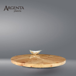 Bamboo veneered cheese board with grated silver canoe