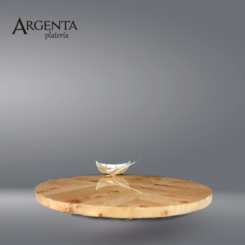 Bamboo veneered cheese board with grated silver canoe