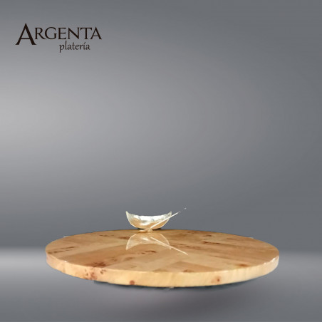 Bamboo veneered cheese board with grated silver canoe